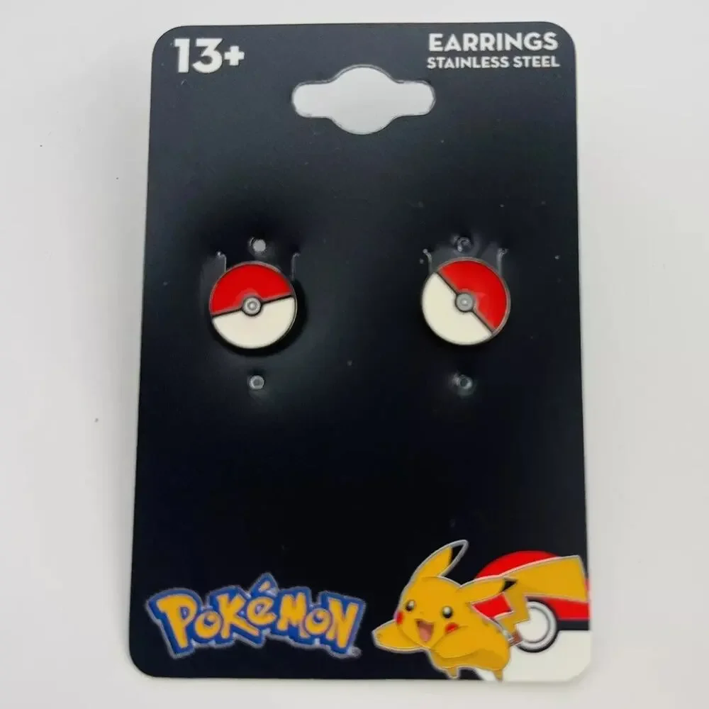 1 Pair Pokemon Ball‎ PokeBall Stud Cute Earrings Stainless Steel